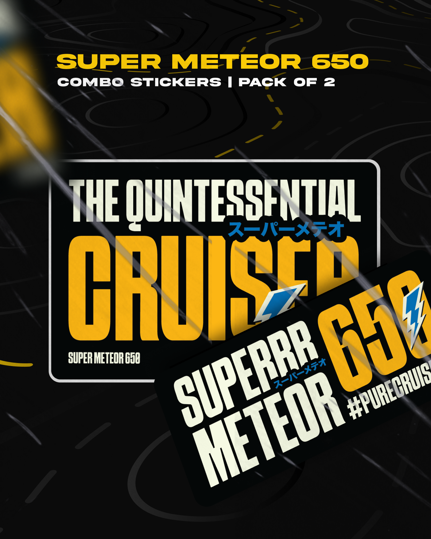 Super Meteor 650 Stickers Combo - Pack of 2 | Yellow