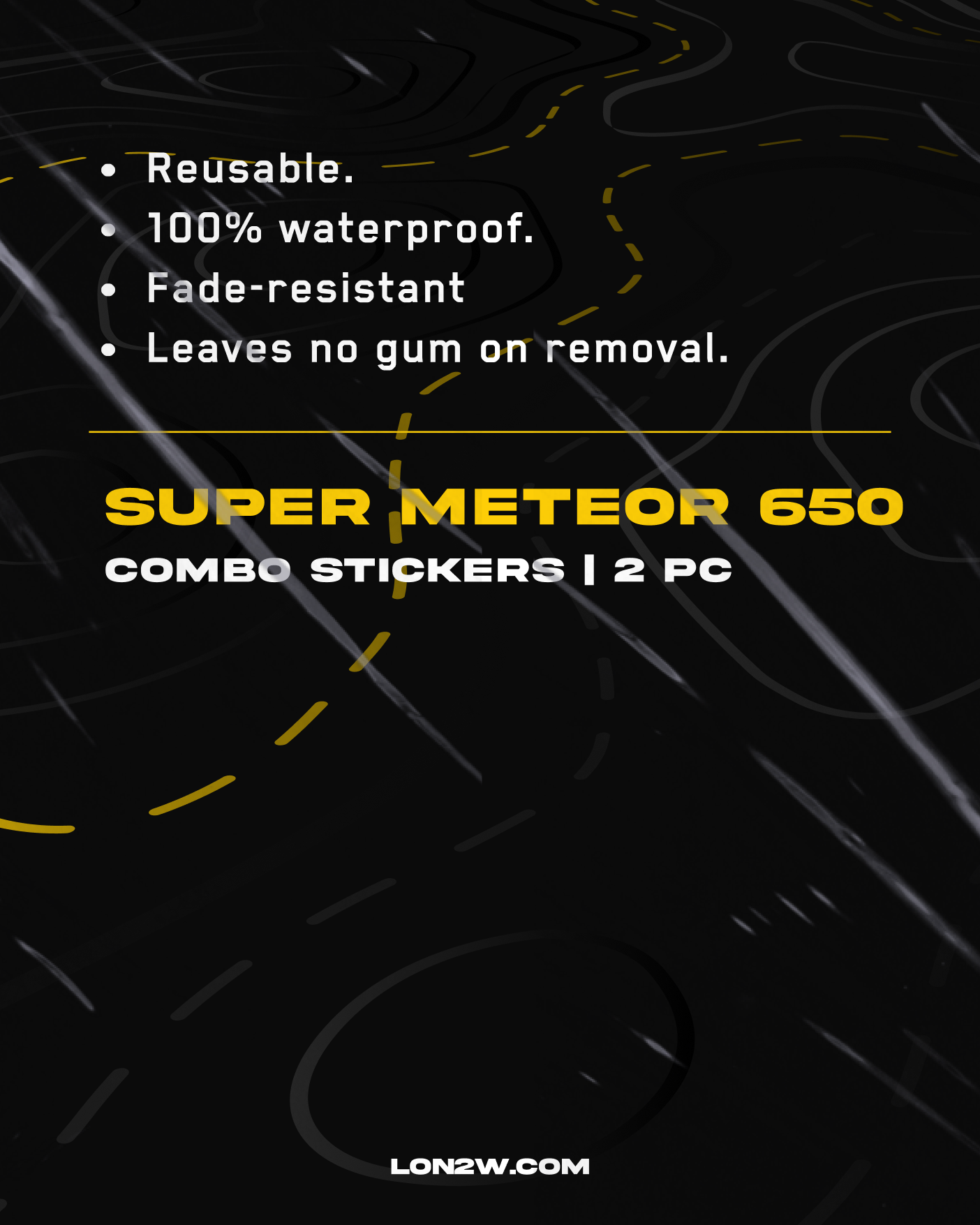 Super Meteor 650 Stickers Combo - Pack of 2 | Yellow