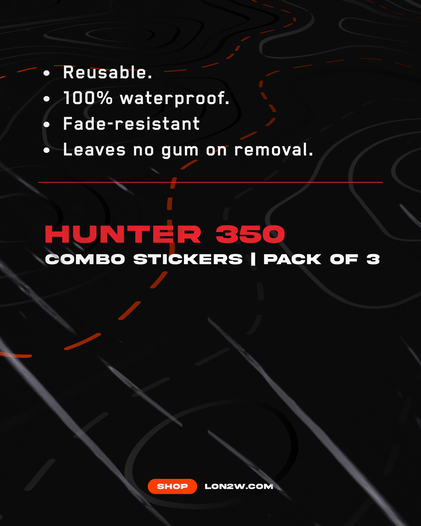 Hunter 350 stickers Combo - Pack of 3