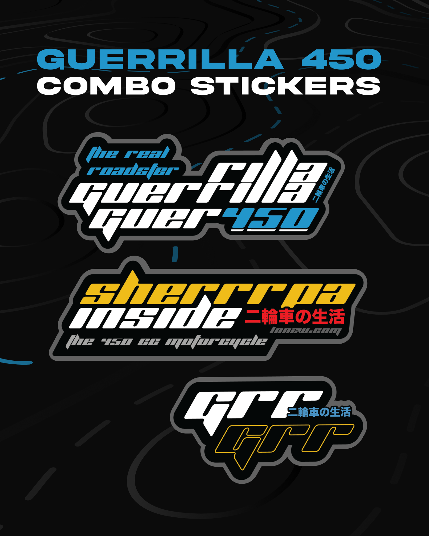 Guerrilla 450 Combo stickers - Pack of 3