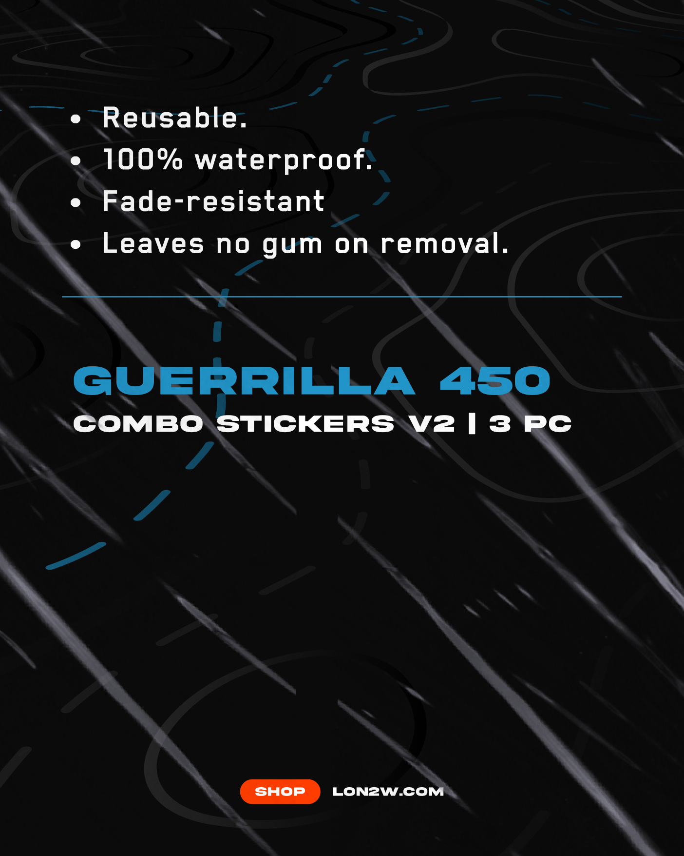 Guerrilla 450 Combo stickers - Pack of 3