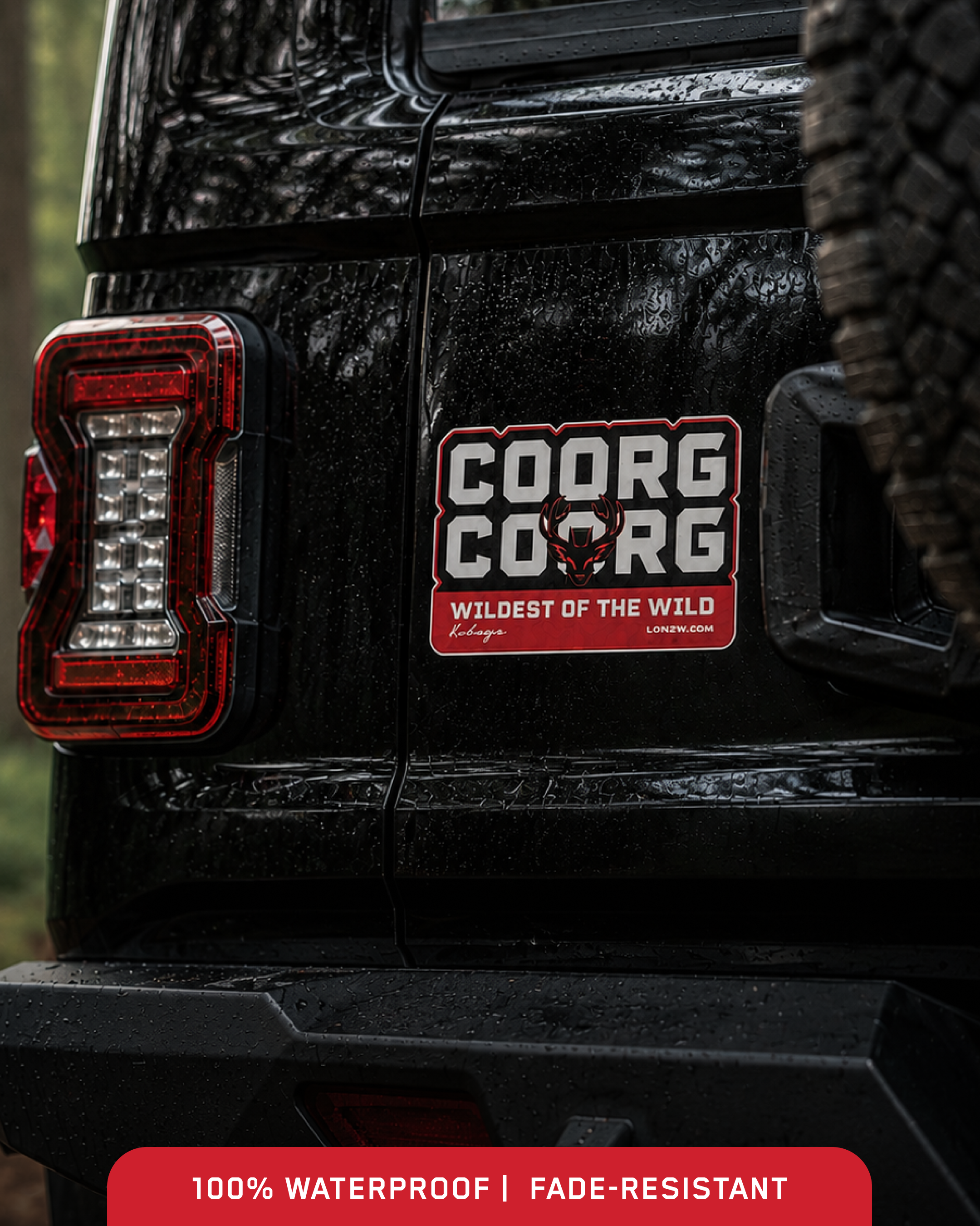Coorg  | Large 5 inch |  Embossed sticker | Red