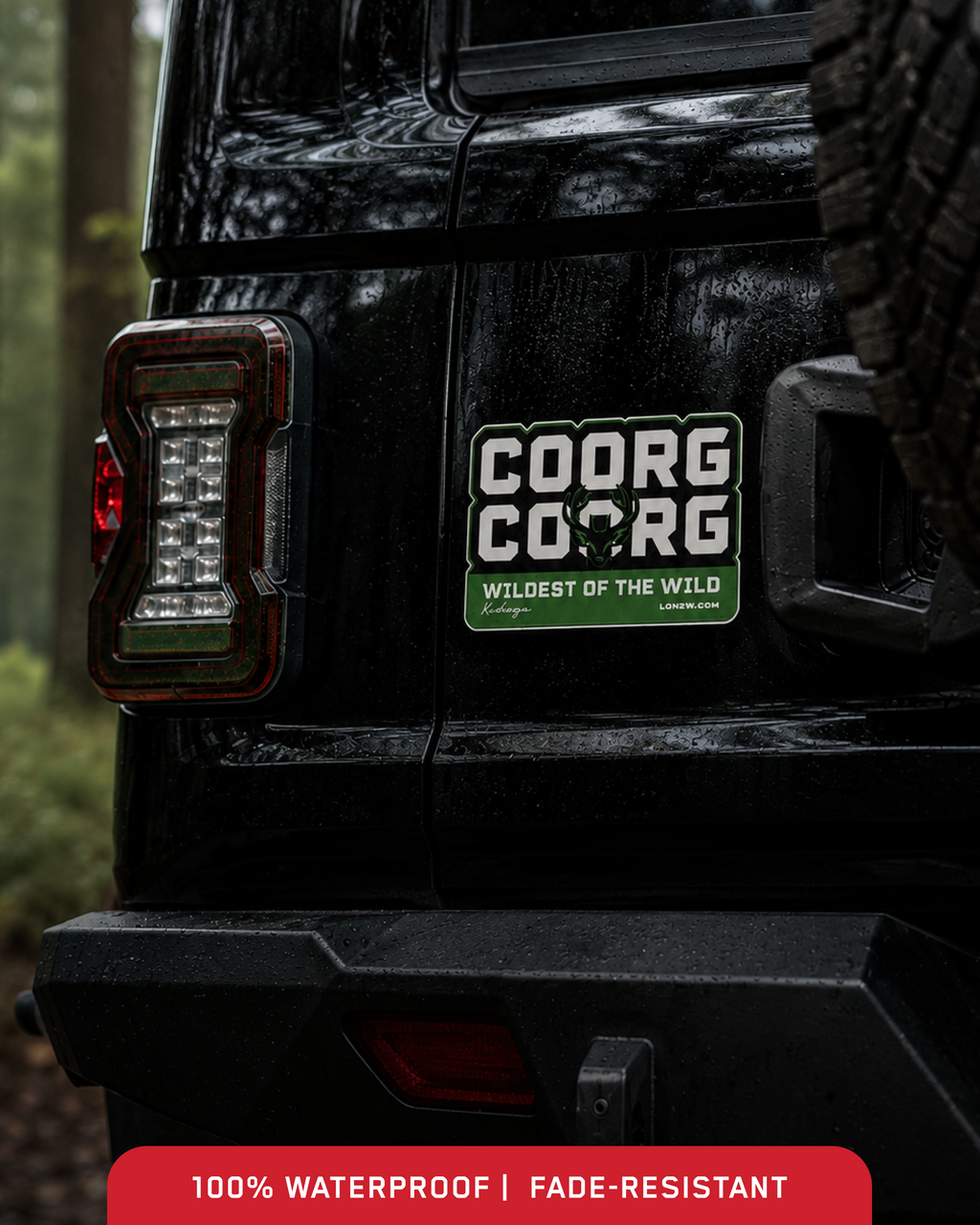 Coorg  | Large 5 inch |  Embossed sticker | Green