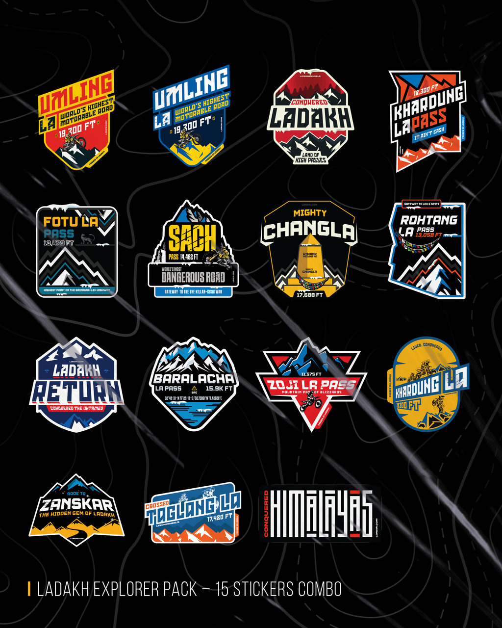 Ladakh Passes – 15 Sticker Bundle