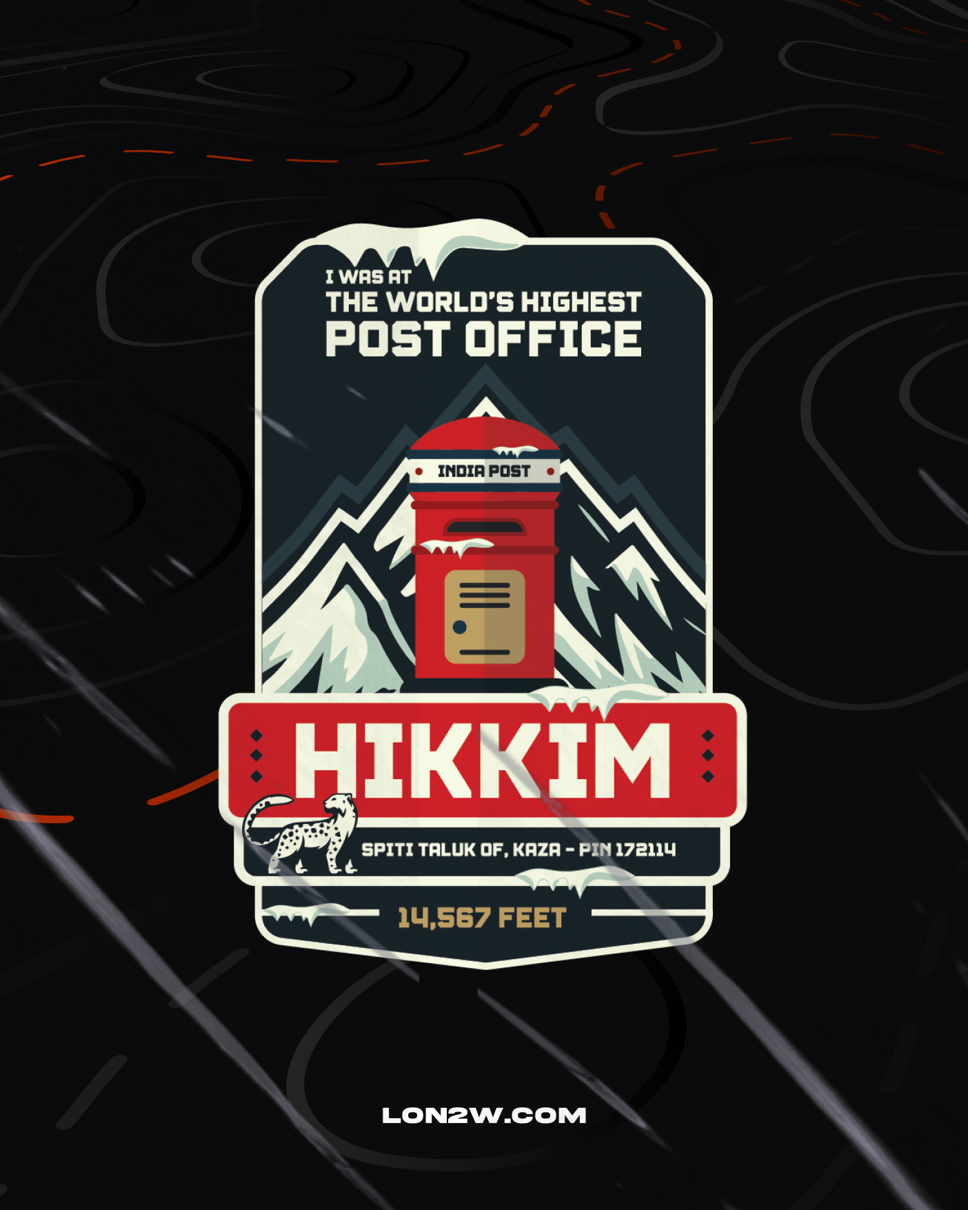 Hikkim- World's highest Post Office Sticker