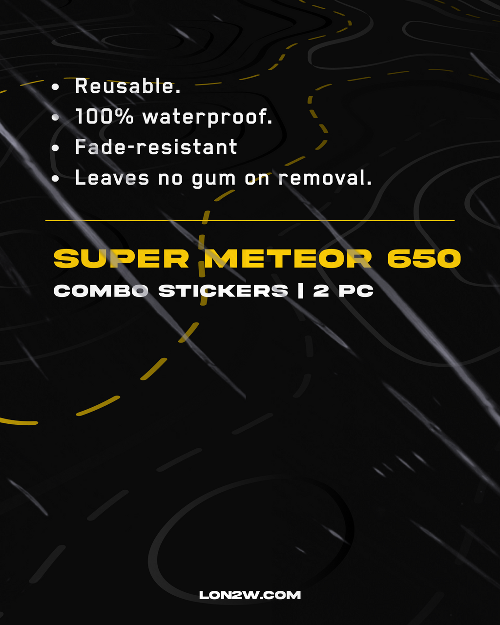 Super Meteor 650 Stickers Combo  -  Pack of 2 | Yellow