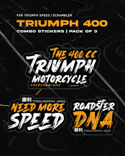 Triumph 400 Combo Stickers | Pack of 3 | Yellow