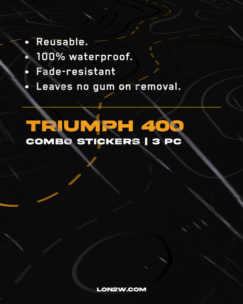 Triumph 400 Combo Stickers | Pack of 3 | Yellow