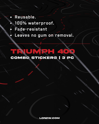 Triumph 400 Combo Stickers | Pack of 3 | Red