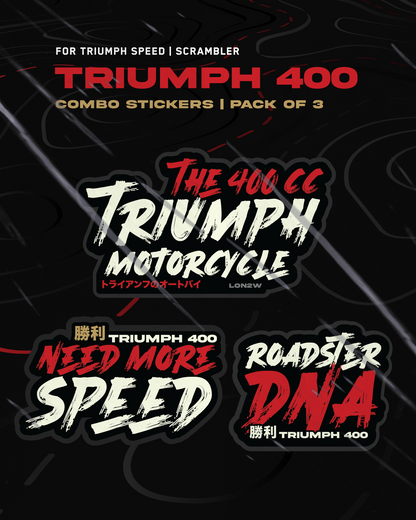 Triumph 400 Combo Stickers | Pack of 3 | Red